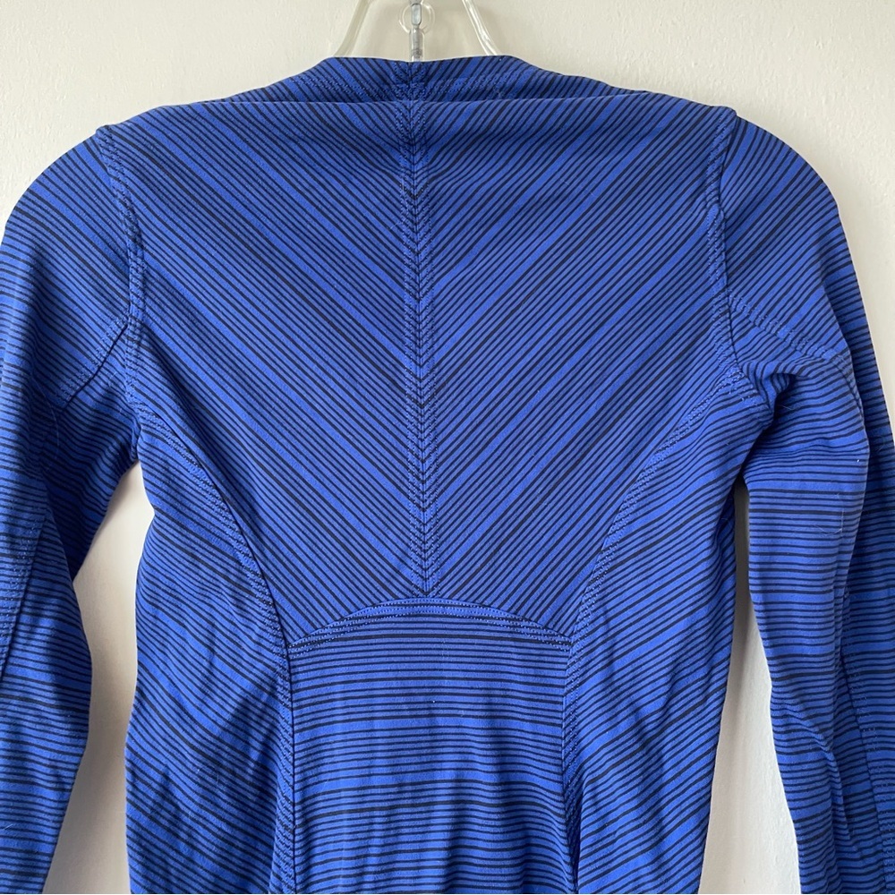 LULULEMON Kanto Catch Me Long Sleeve Kanto Stripe Sapphire Blue Black Size 2 - Picture 7 of 13